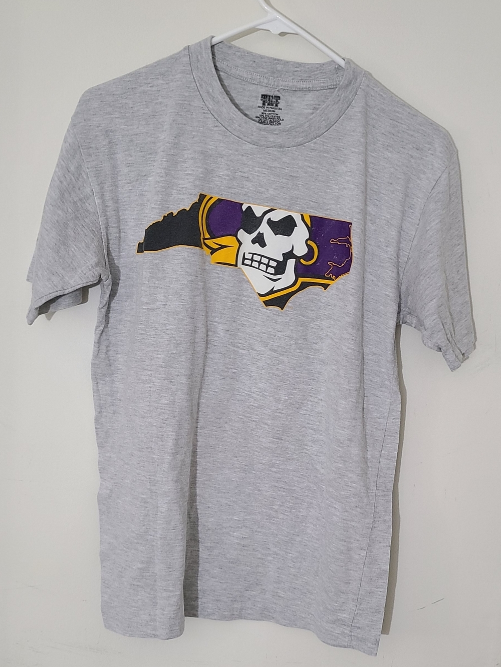 East Carolina University Grey Pirate State of Mind T-Shirt Medium